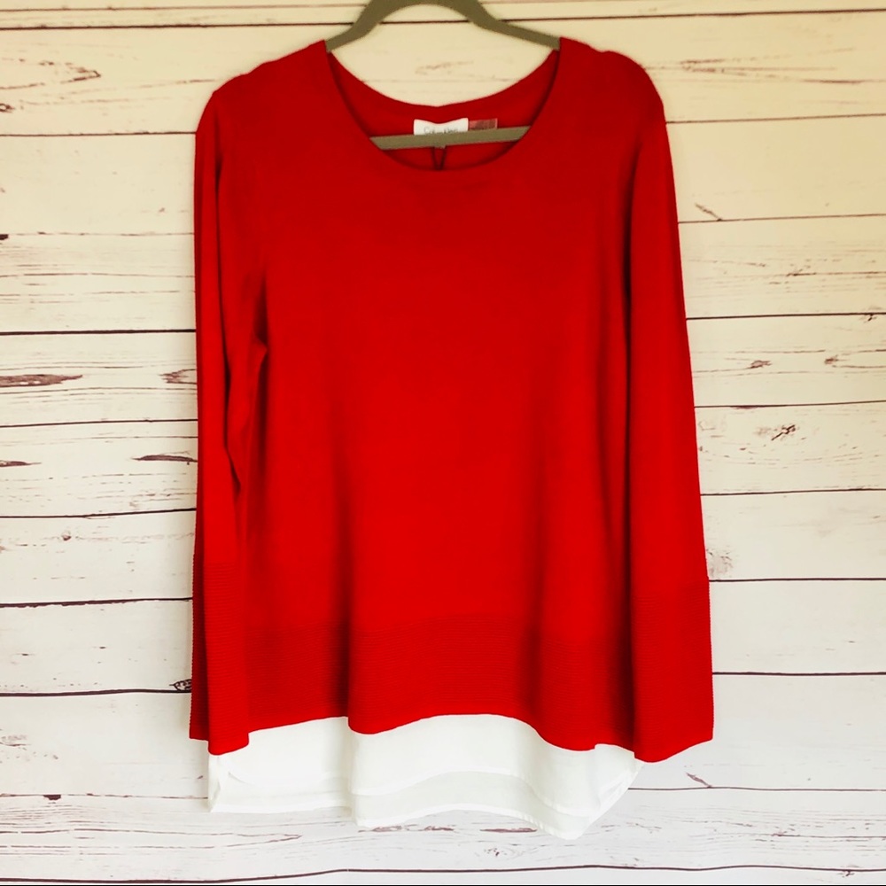 Calvin Klein Red Sweater Blouse - Picture 2 of 5